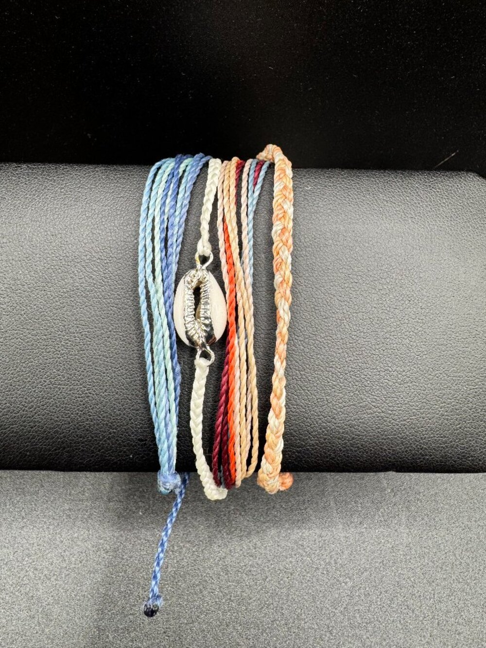 Pura Vida Silver Cowrie Shell Coastal Blue OrangeBeach Boho Bracelet Stack